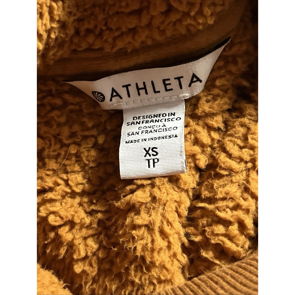 Athleta Brown Mocha Beige Sherpa Fuzzy Pullover Hoodie Oversized XS Small - Picture 3 of 6